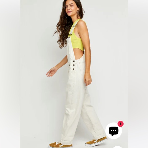 Free People Denim - We The Free Ziggy Denim Overalls parchment color